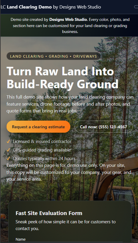 Grading demo home page on mobile